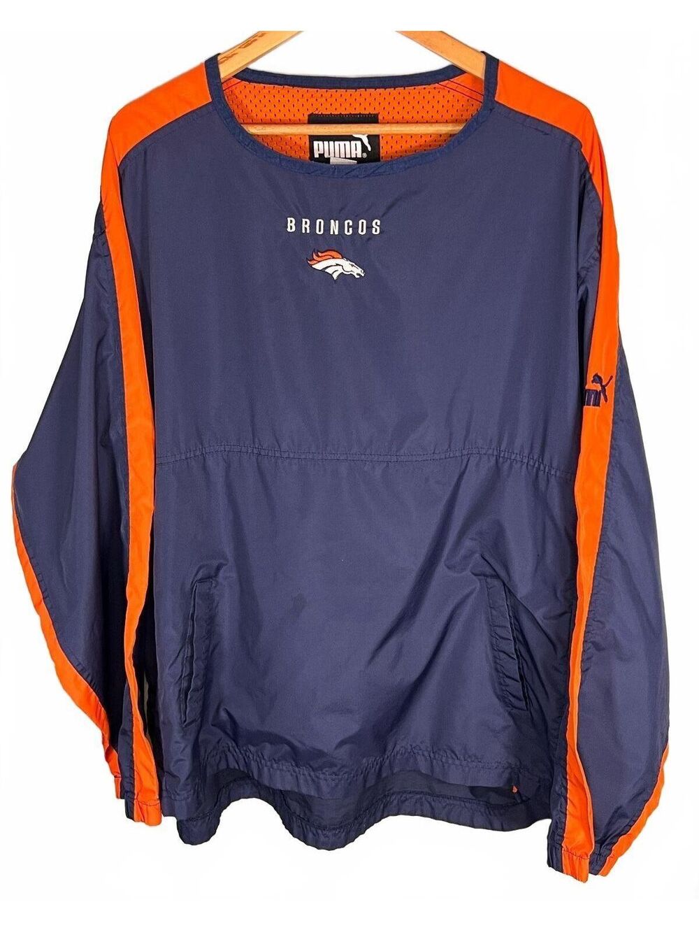 Vintage 90s Puma Denver Broncos Windbreaker Pullover XL Streetwear NFL Gorpcore